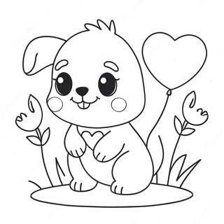 Pagina Para Colorear De Un Lindo Cachorro Con Globos En Forma De Corazon 98239-37119