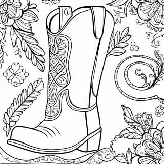 Pagina Para Colorear De Bota De Vaquero Elegante 98573-37378