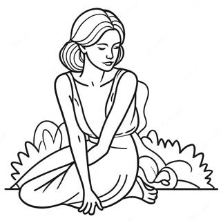 Pagina Para Colorear De Mujer Pensativa Sentada 98705-37492