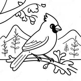 Pagina Para Colorear De Un Cardenal En Una Escena Invernal 99626 38393