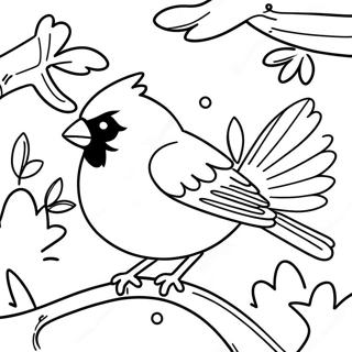 Pagina Para Colorear De Un Cardenal En Una Escena Invernal 99626 38396