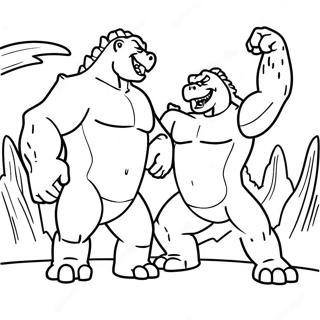 Pagina Para Colorear De Godzilla Luchando Contra King Kong 99677-38433