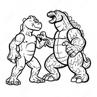 Pagina Para Colorear De Godzilla Luchando Contra King Kong 99677-38434