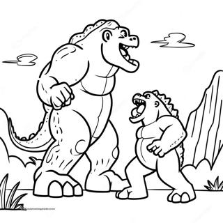 Pagina Para Colorear De Godzilla Luchando Contra King Kong 99677-38435