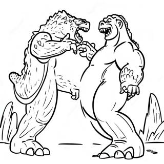 Pagina Para Colorear De Godzilla Luchando Contra King Kong 99677-38436